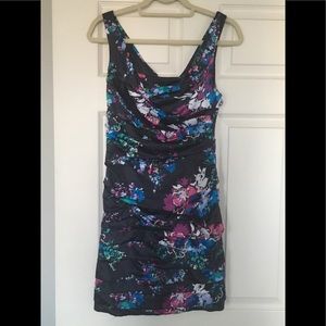 Express Navy floral ruched dress 4